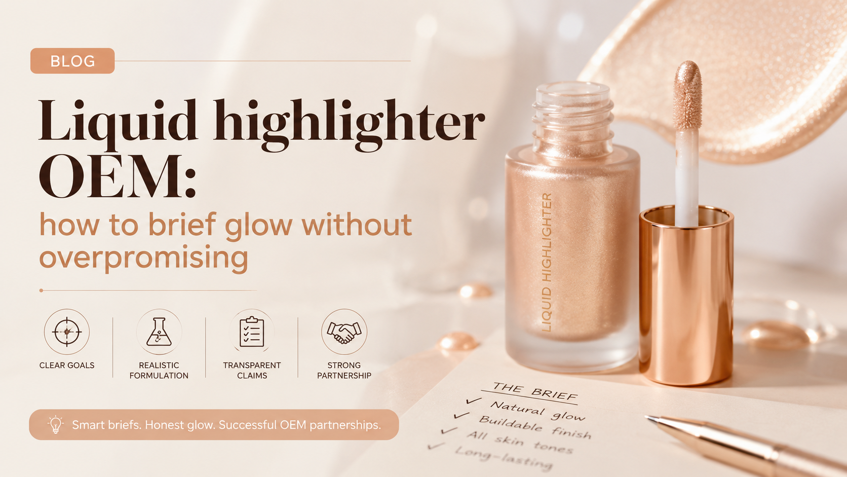 Liquid highlighter OEM: how to brief glow without overpromising
