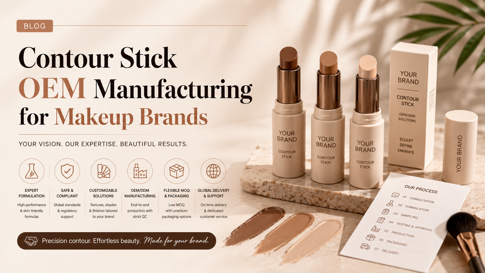 Contour stick OEM manufacturing for makeup brands