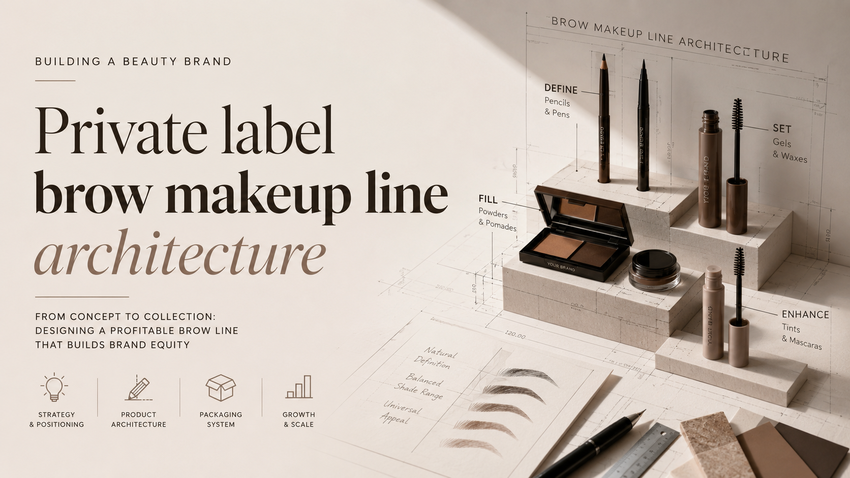 Private label brow makeup line architecture