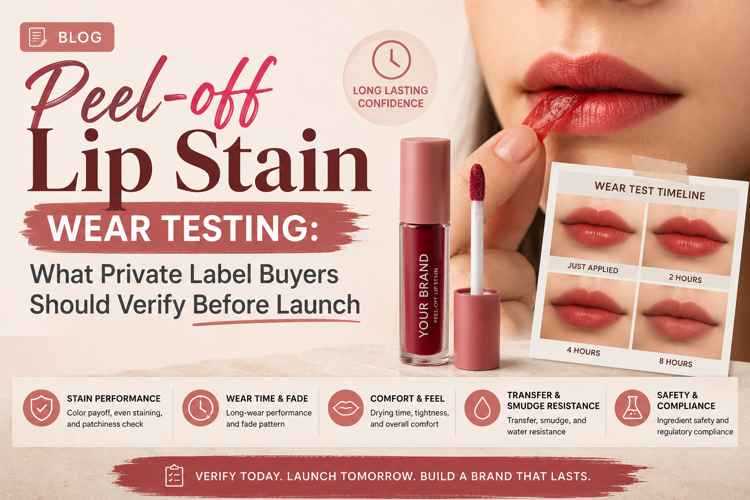 Peel-off lip stain wear testing: what private label buyers should verify before launch