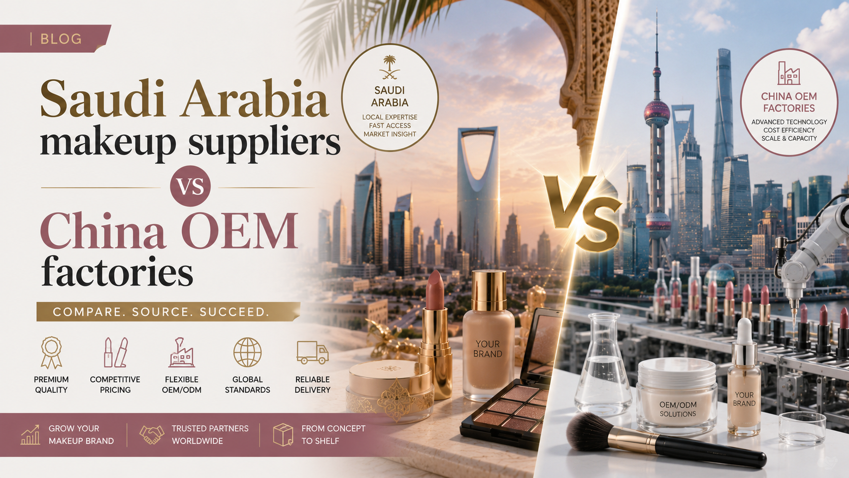 Saudi Arabia makeup suppliers vs China OEM factories