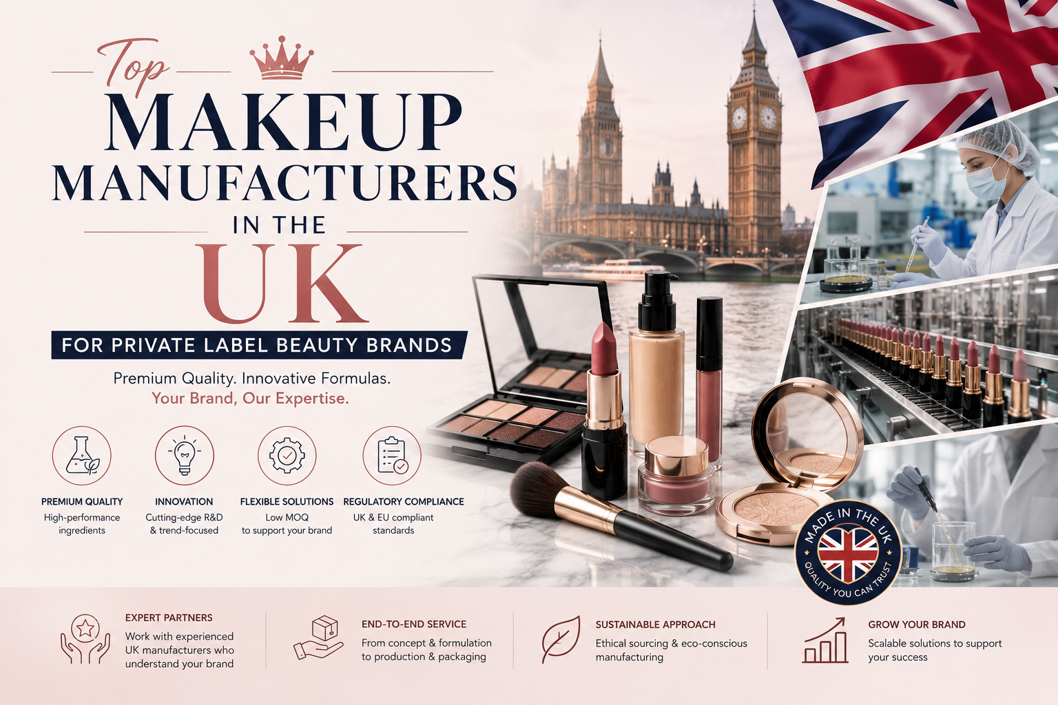 Top makeup manufacturers in the UK for private label beauty brands