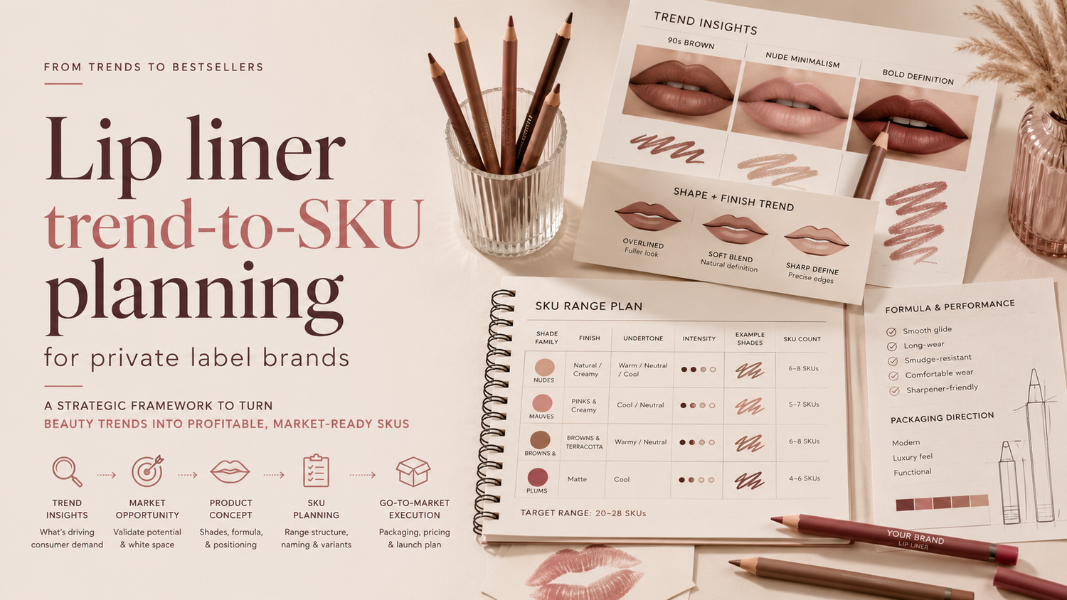 Lip liner trend-to-SKU planning for private label brands